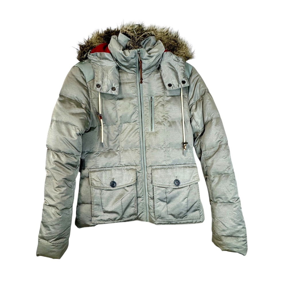 Eddie Bauer Yukon Down Puffer Jacket Faux Fur Hooded Winter Coat Size‎ Small